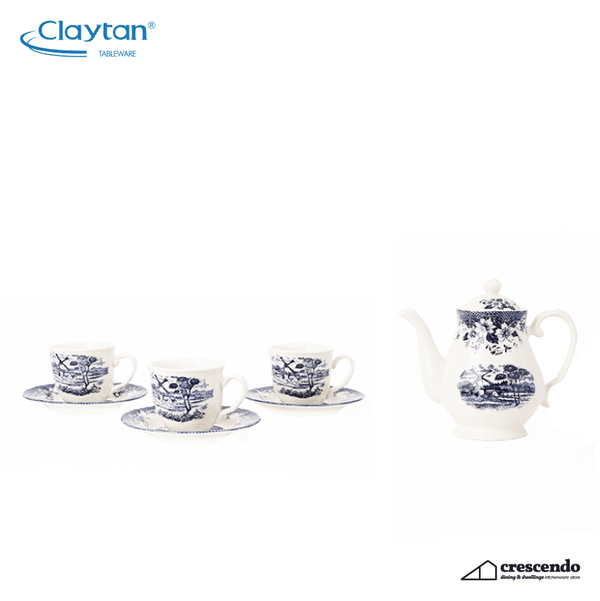 Claytan Windmill Blue 14pc. Tea Set