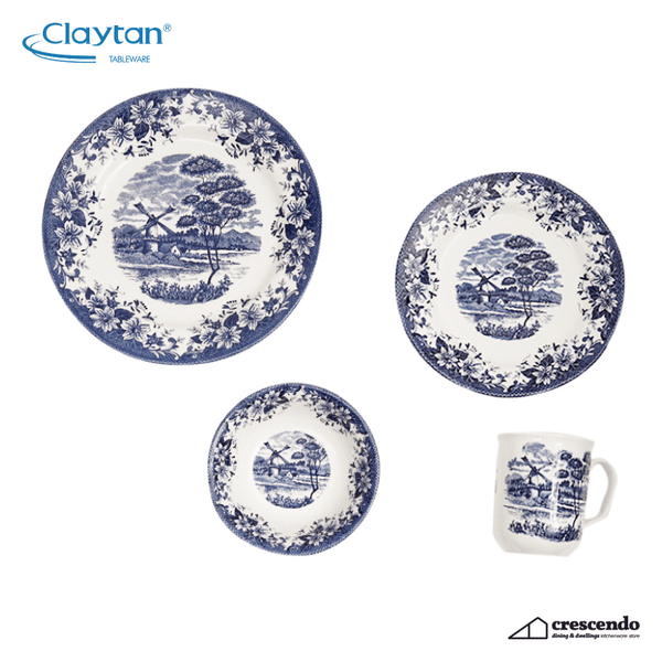 Claytan Windmill Blue 16pc. Dinner Set